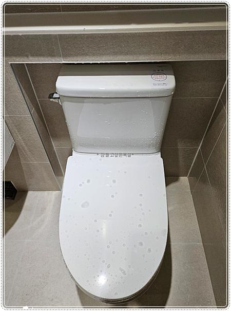 배치된 양변기와 바닥 타일 상태