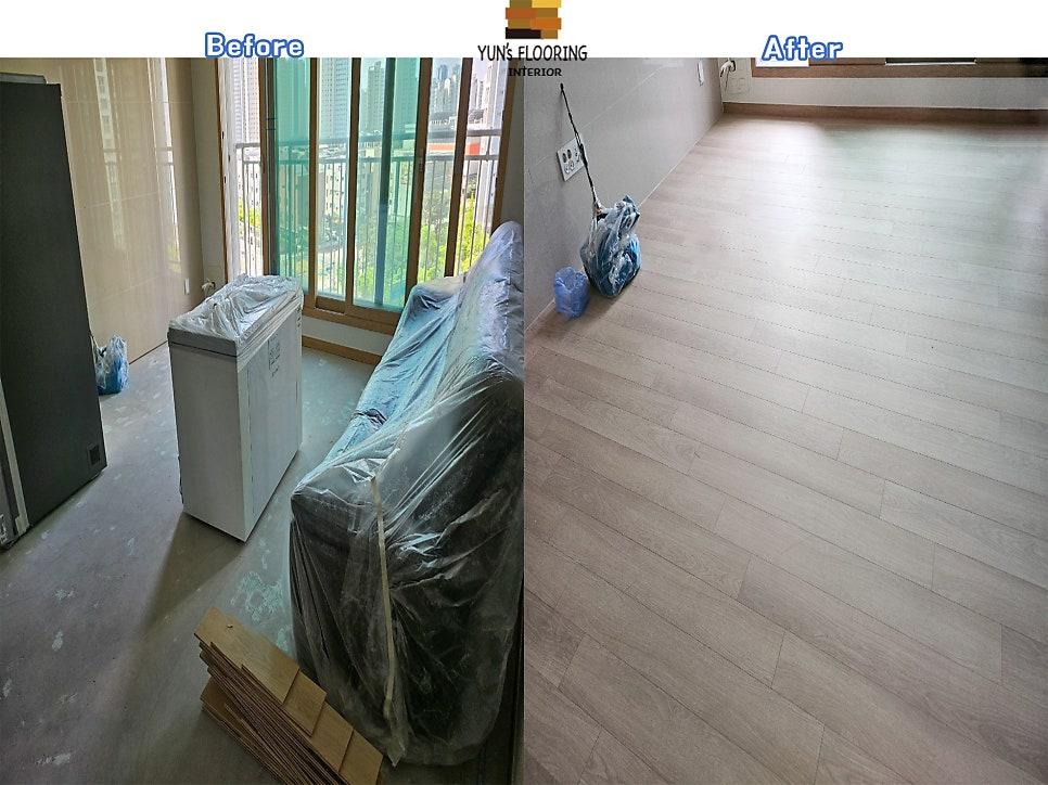 가구가 배치된 시공 전 거실의 모습