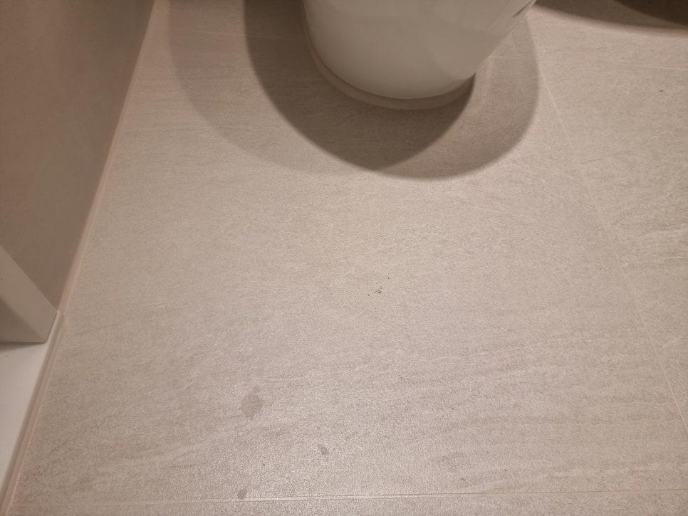 양변기 하단 바닥 근접 모습