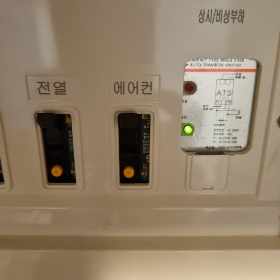 ATS 자동 전원 전환 장치가 설치된 전기 박스
