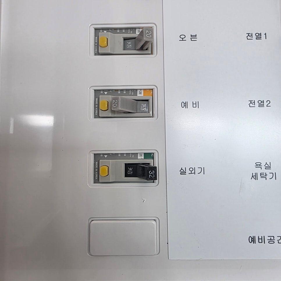 용도별로 라벨링이 된 전원 분배판