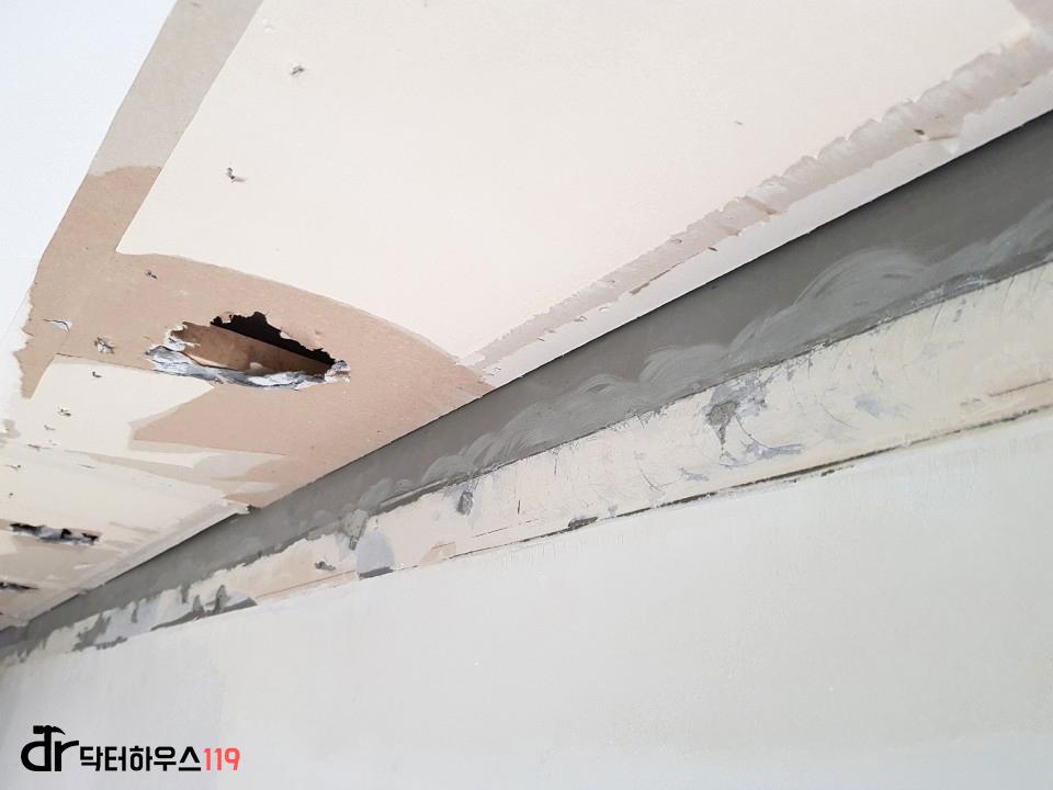 부분 철거가 진행 중인 천정 상태