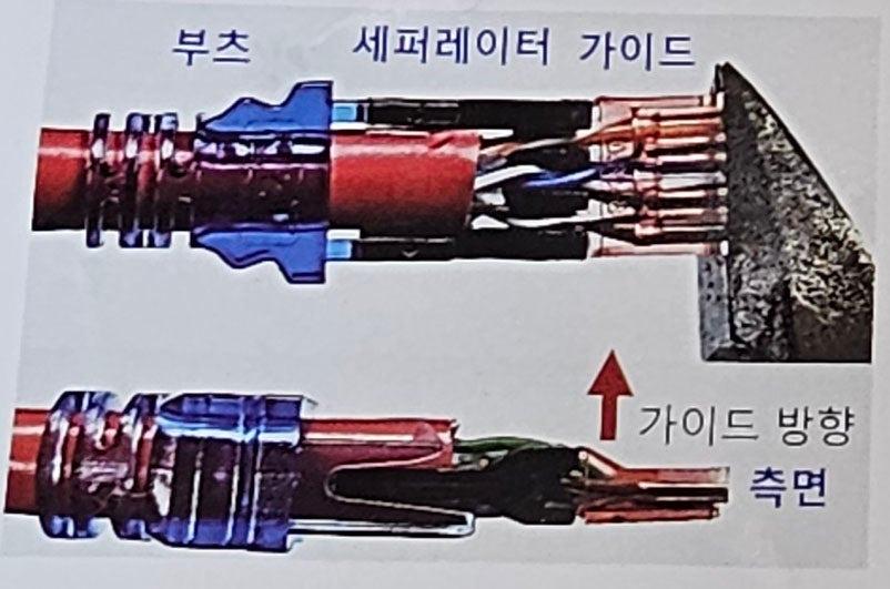 정확한 위치를 잡아야 하는 커넥터 부품 클로즈업