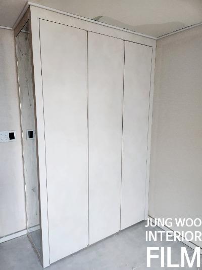 수납장 측면과 상단부 필름 마감