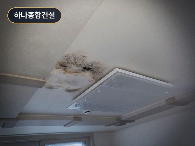 습기로 인해 오염된 천장 상태
