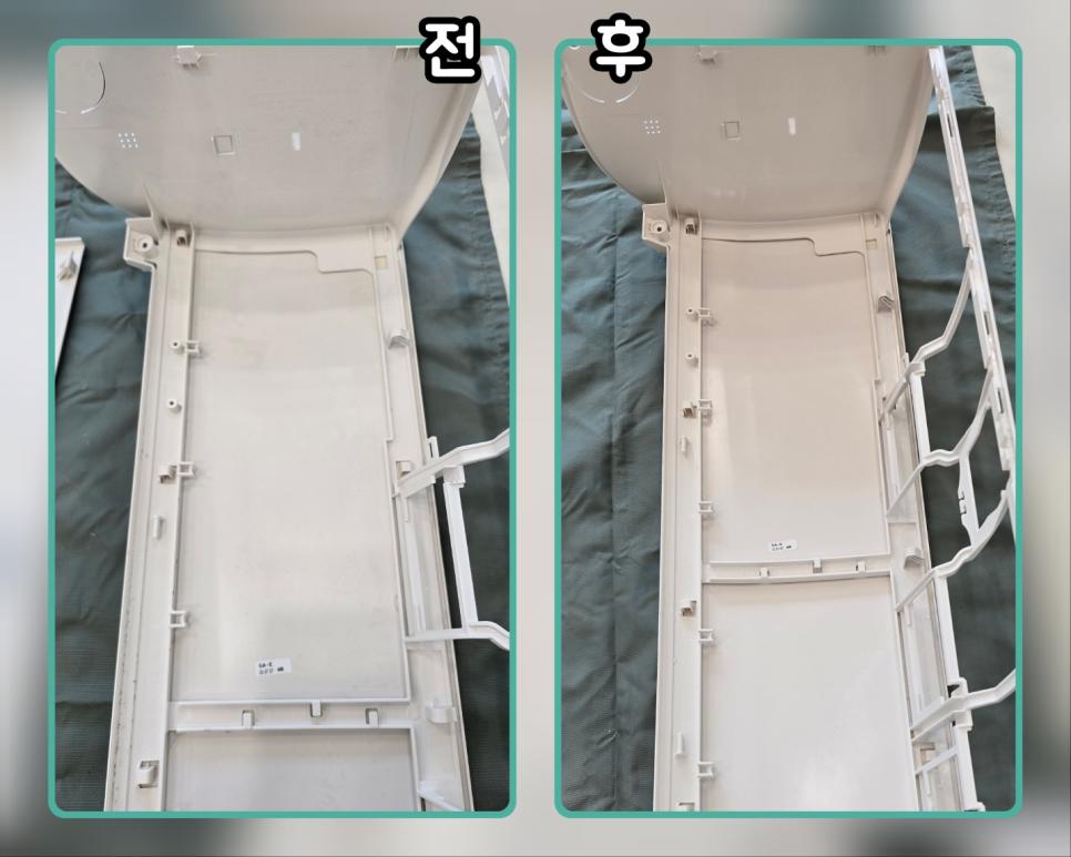 벽걸이 에어컨의 구석구석 세밀한 세척 과정