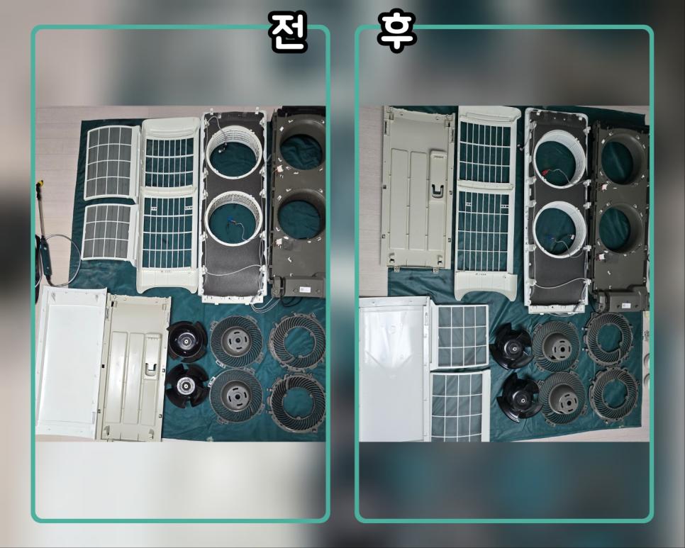 주변 오염 방지를 위해 자재를 세팅한 작업 현장