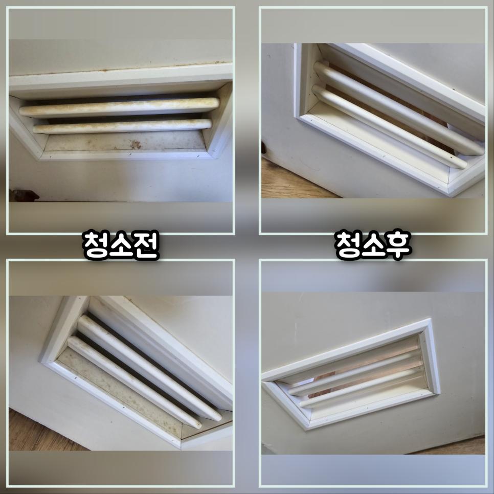 먼지를 털어낸 흰색 라디에이터와 벽면