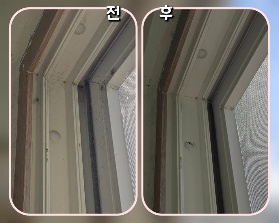먼지가 쌓인 창호망 주변