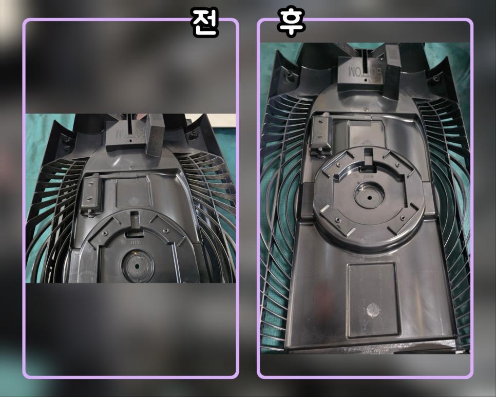 금속제 부품의 디테일한 세척 완료 모습