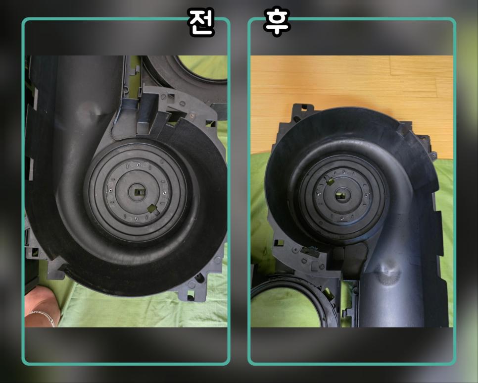 오염되었던 기계 부품의 깨끗해진 상태