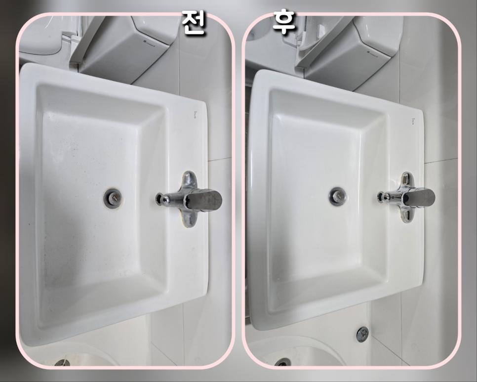 반짝이는 흰색 세면대와 은색 수도꼭지