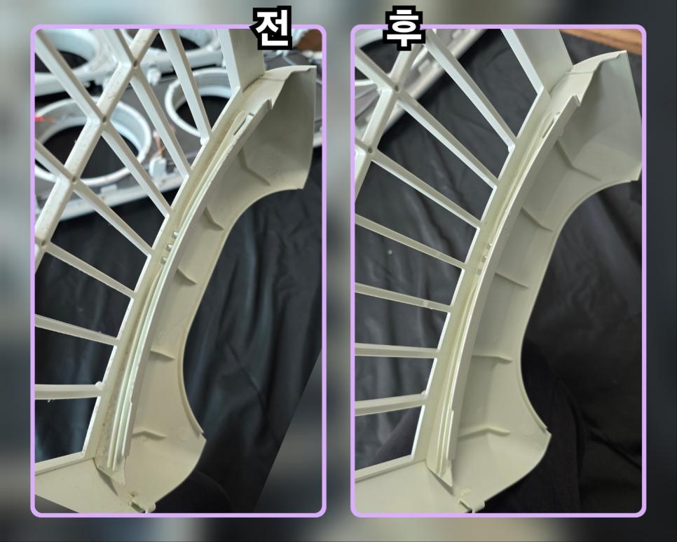 분해 후 발견한 송풍팬과 내부의 숨은 오염 상태
