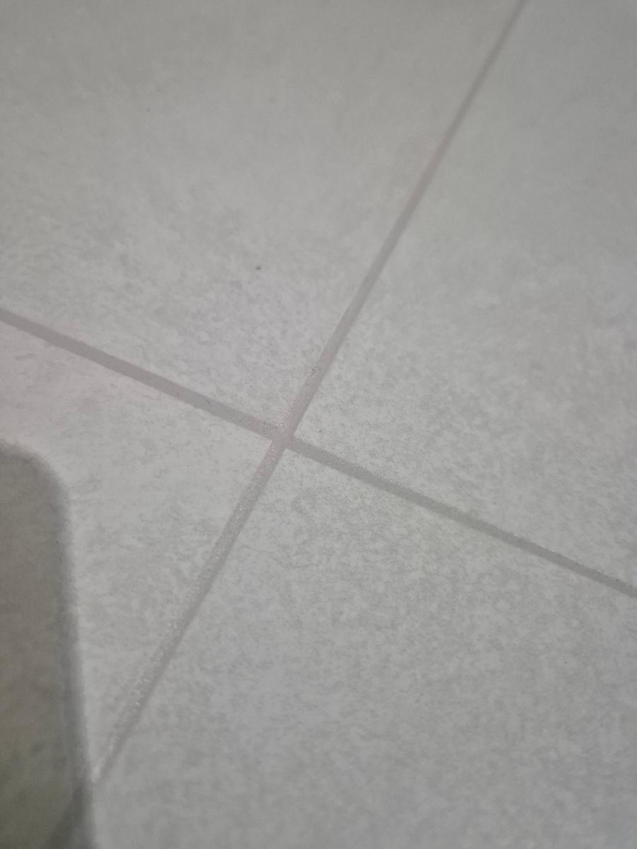타일 틈새를 세밀하게 살피는 과정