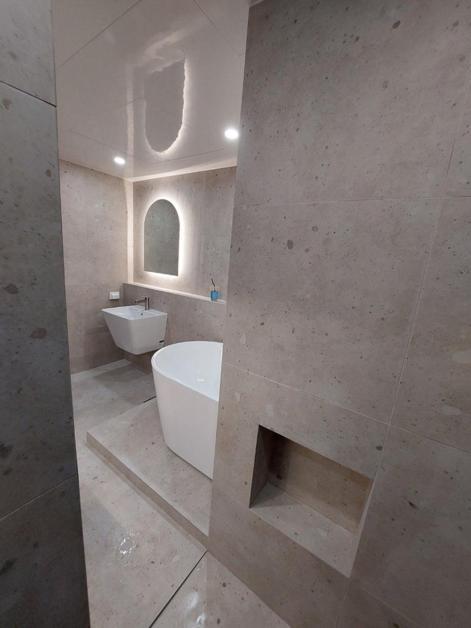 세면대가 설치된 마감 장면
