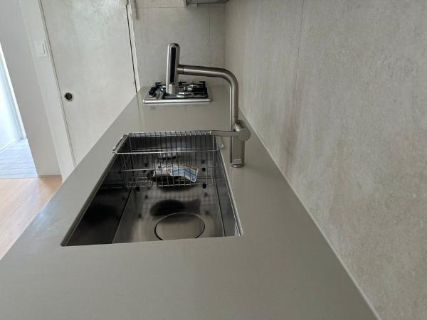 콘크리트 주방상판 인테리어 시공 사진 · 멜란지 콘크리트 상판