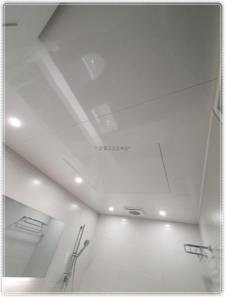 매립등과 환풍기가 설치된 욕실 천장 돔
