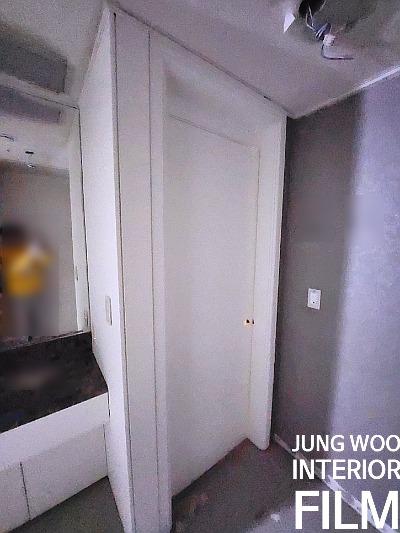 수납장 모서리 부분의 마감 작업